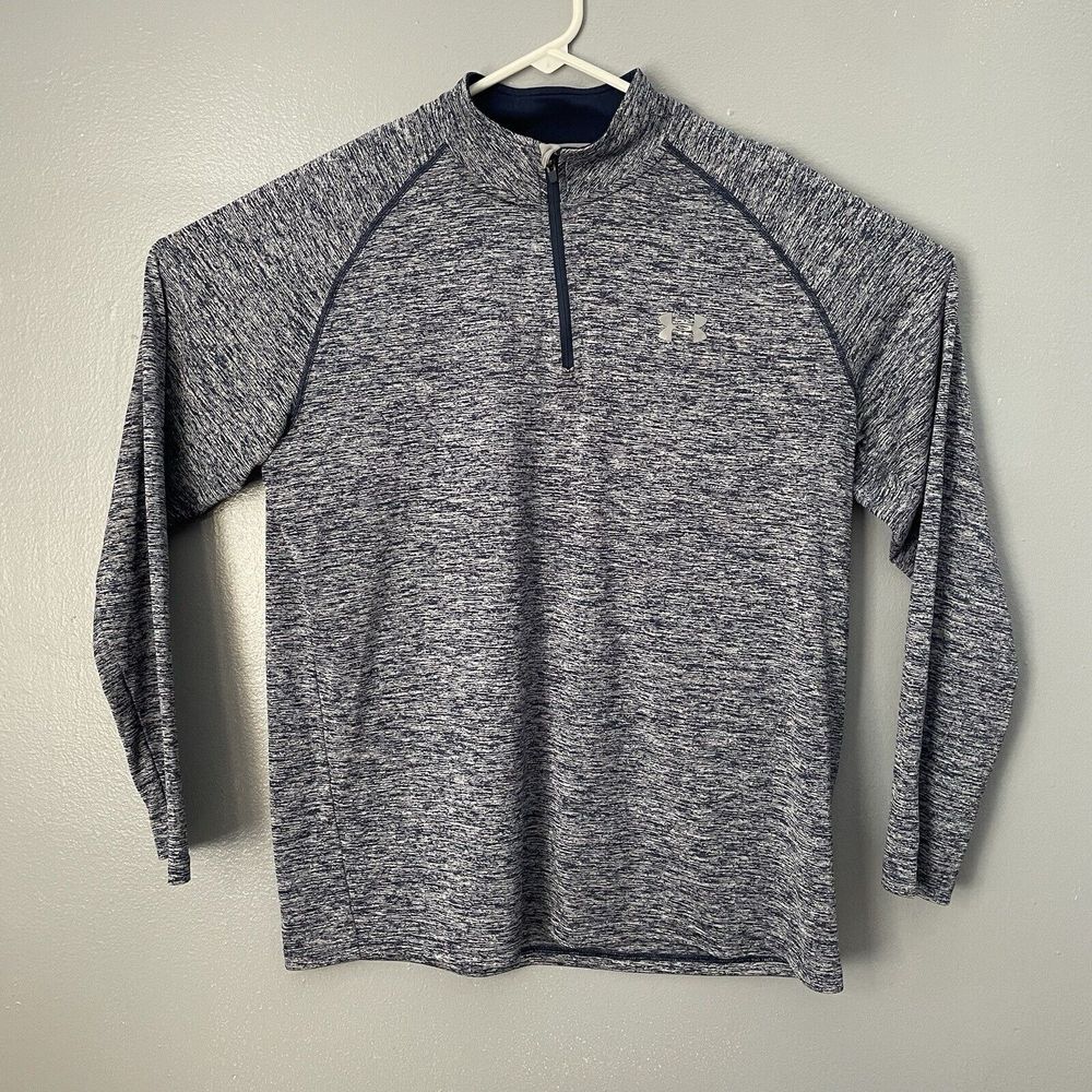 Under Armour Shirt Mens L 1/4 Zip Long‎ Sleeve Heat Gear Thermal Base Layer Blue